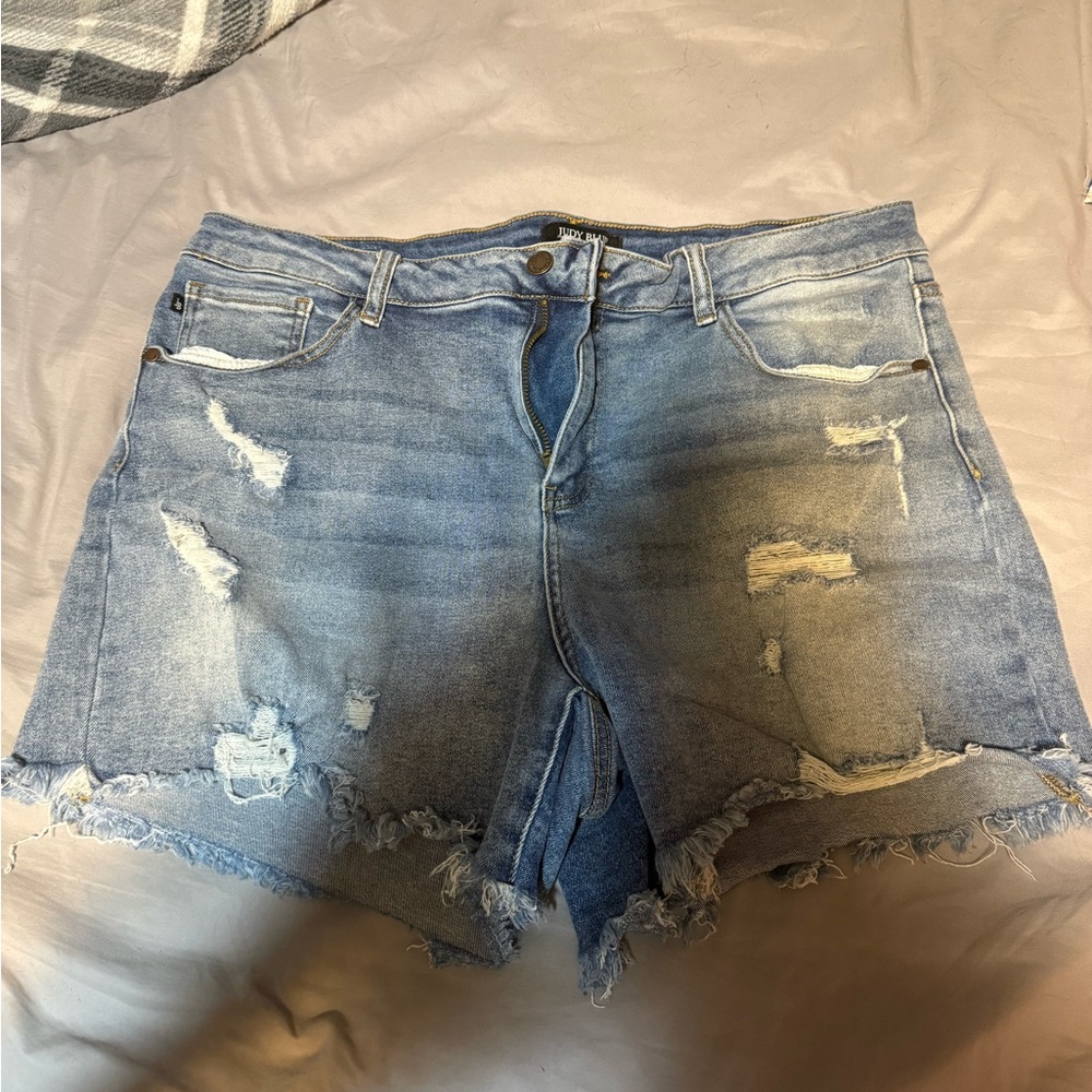 Judy Blue Light Blue Distressed Jean Shorts